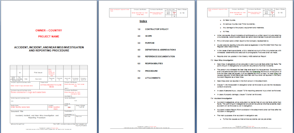 Accident Incident & Near Miss Investigation & Reporting Procedure Sample