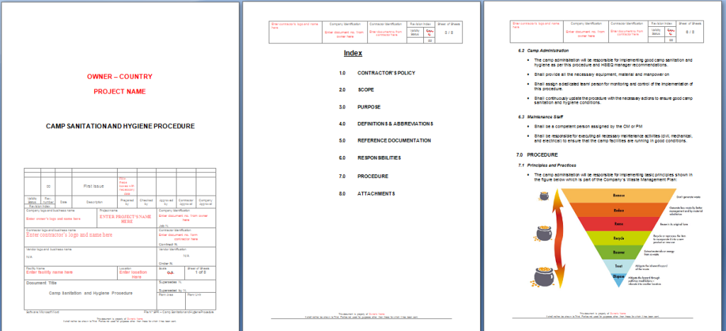 Camp Sanitation & Hygiene Procedure Sample