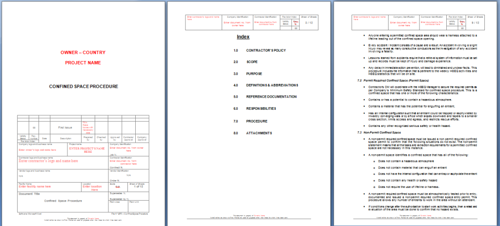 Confined Space Procedure Sample