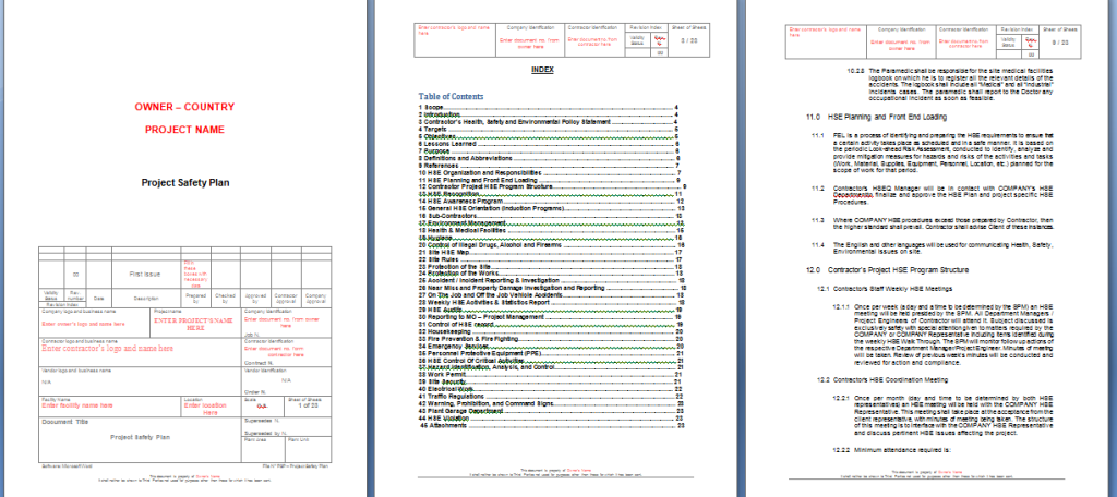 Construction Project Safety - HSE Plan Sample