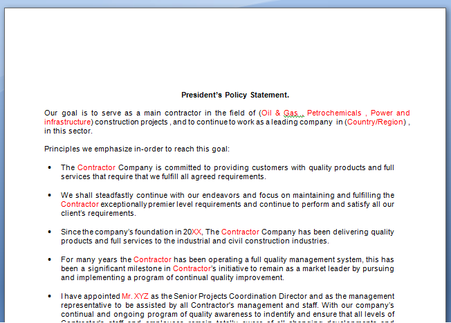 EPCC Risk Assessment Attachment Sample