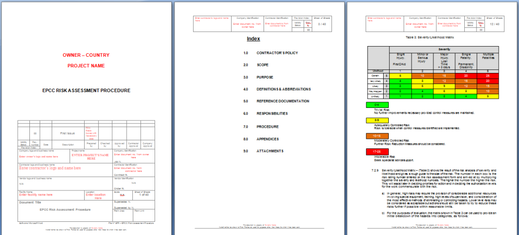 EPCC Risk Assessment Procedure Sample