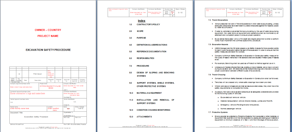 Excavation Safety Procedure Sample