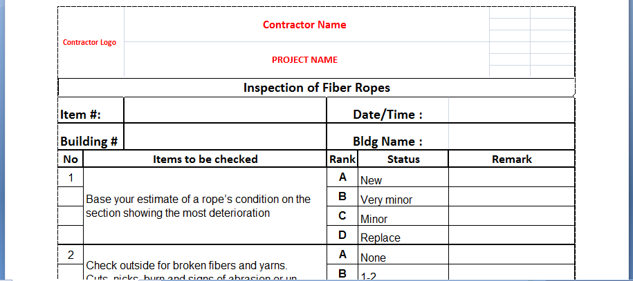 Fall Protection Attachment Sample