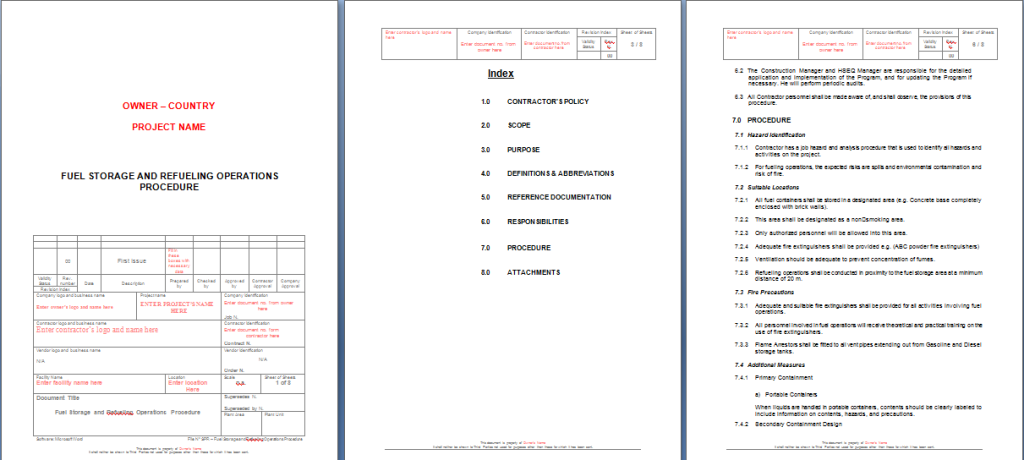 Fuel Storage & Refueling Operations Procedure Sample