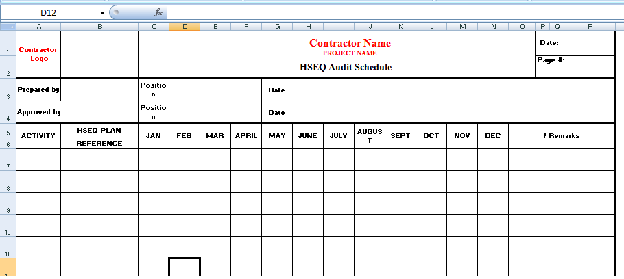 HSE Audit & Inspection Reporting Attachment Sample