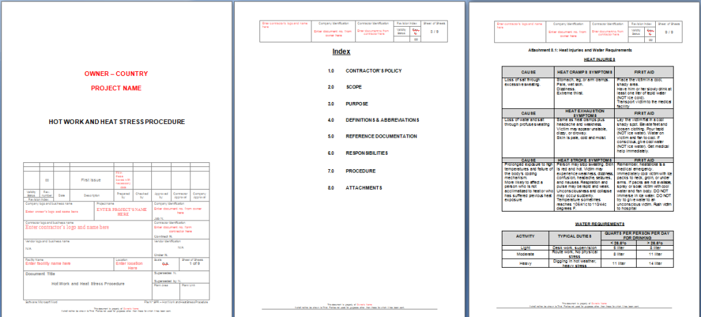 Hot Weather & Heat Stress Procedure Sample