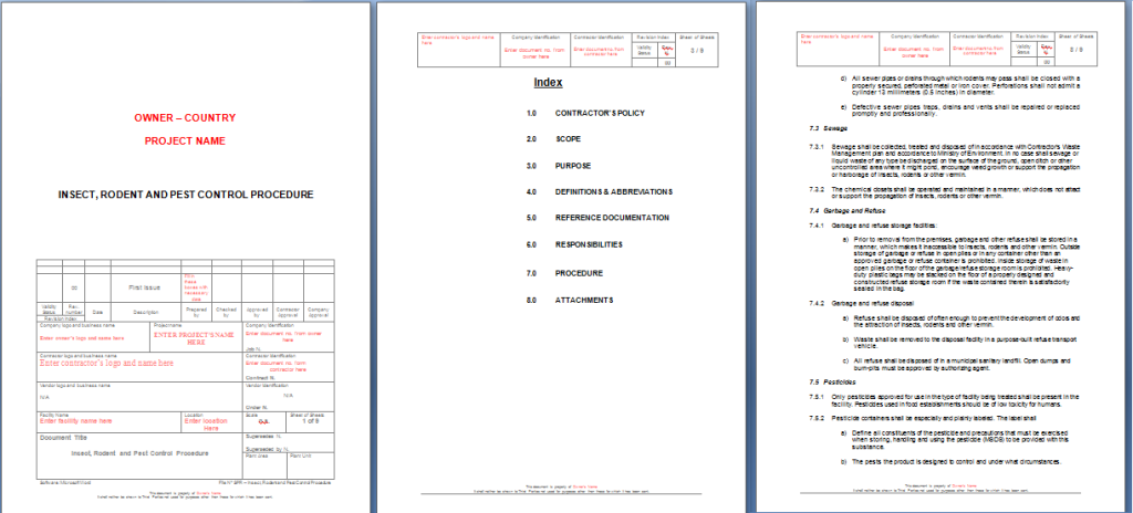 Insect Rodent & Pest Control Procedure Sample