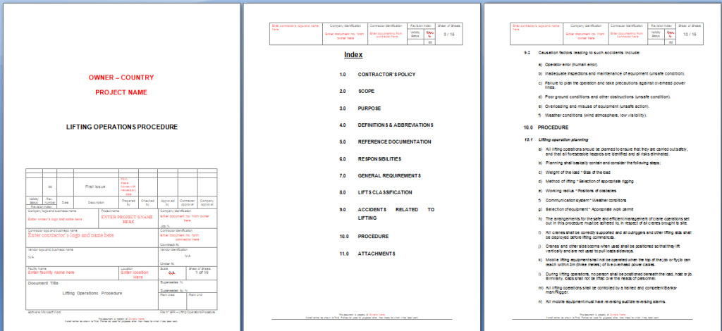 Lifting Operations Procedure Sample
