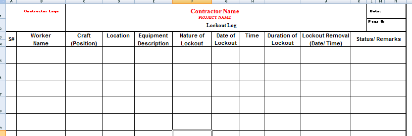 Lockout & Tagout Attachment Sample