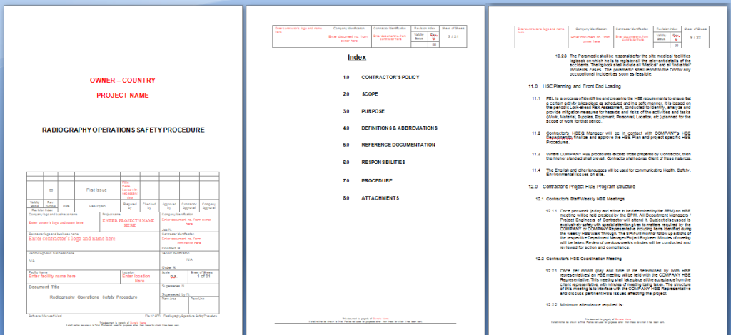 Radiography Operations Safety Procedure Sample