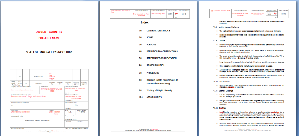 Scaffolding Safety Procedure Sample