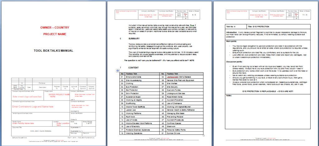 Toolbox Talks Manual Sample