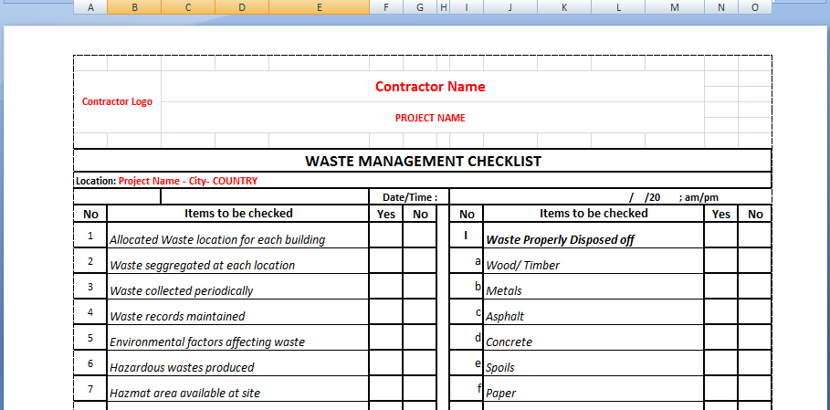 Waste Management Plan Attachment Sample