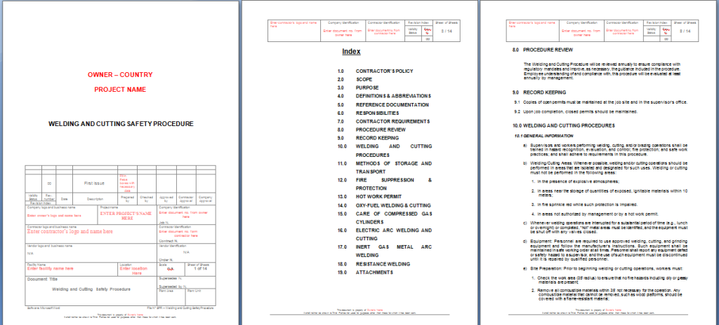 Welding & Cutting Safety Procedure Sample