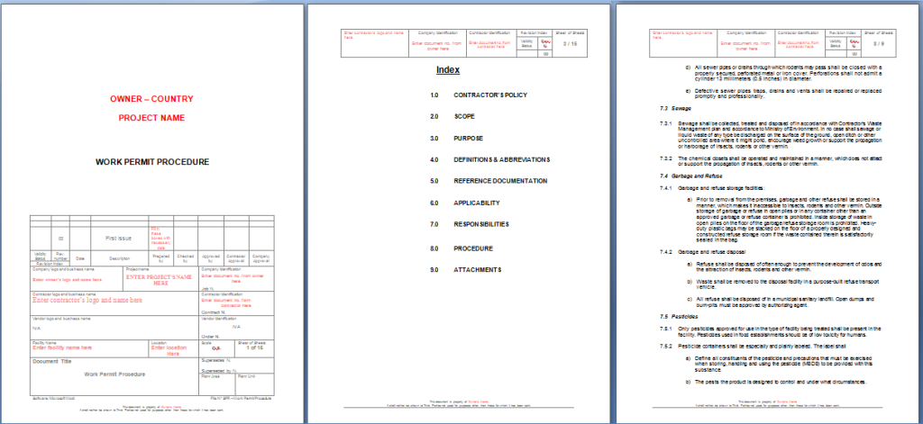 Work Permit Procedure Sample