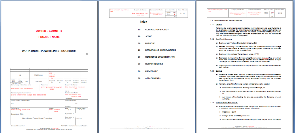 Work Under Power Lines Procedure Sample